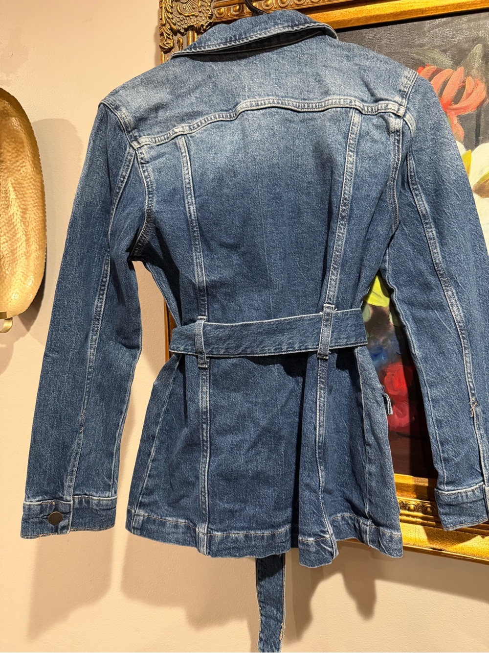 a.n.a Blue Denim Belted Utility Jacket with Front Pockets - Picture 2 of 5